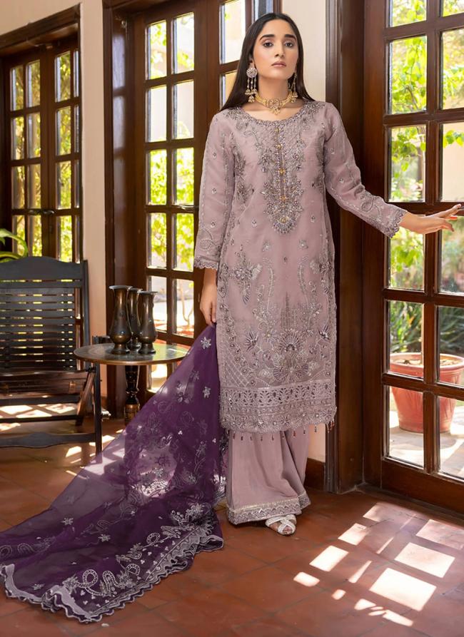 Organza Teal Purple Festival Wear Embroidery Work Readymade Pakistani Salwar Suit